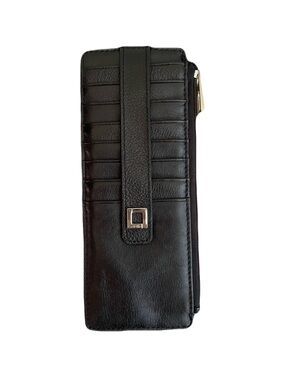 Lodis Black Genuine Leather Zip Wallet